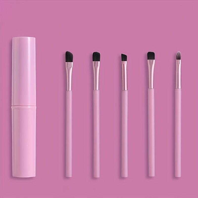 5-Piece Makeup Brush Set Portable Soft Hair Collection Bucket