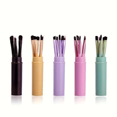 5-Piece Makeup Brush Set Portable Soft Hair Collection Bucket