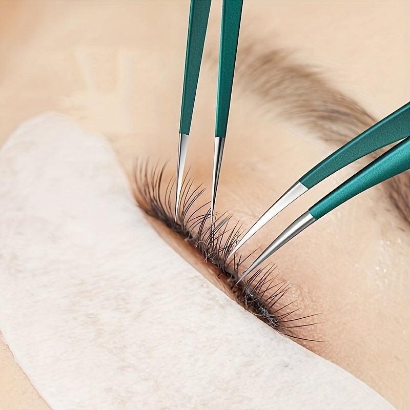 3pcs Professional Lash Tweezers Set Straight and Curved for Eyelash Extensions