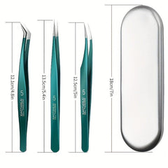 3pcs Professional Lash Tweezers Set Straight and Curved for Eyelash Extensions