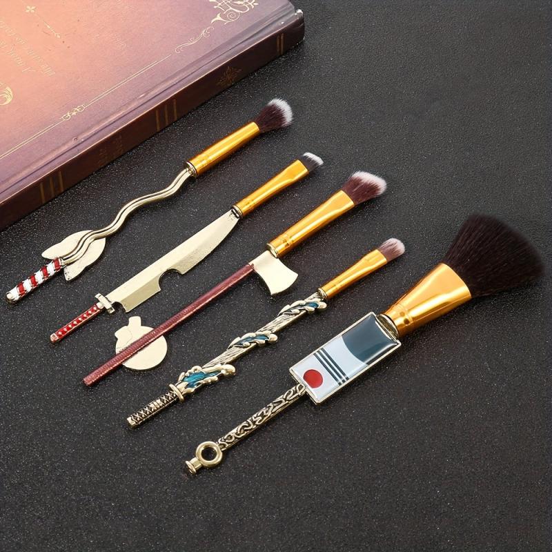5pcs Metal Anime Elements Handle Cosmetic Brush Set