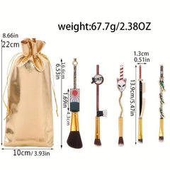 5pcs Metal Anime Elements Handle Cosmetic Brush Set