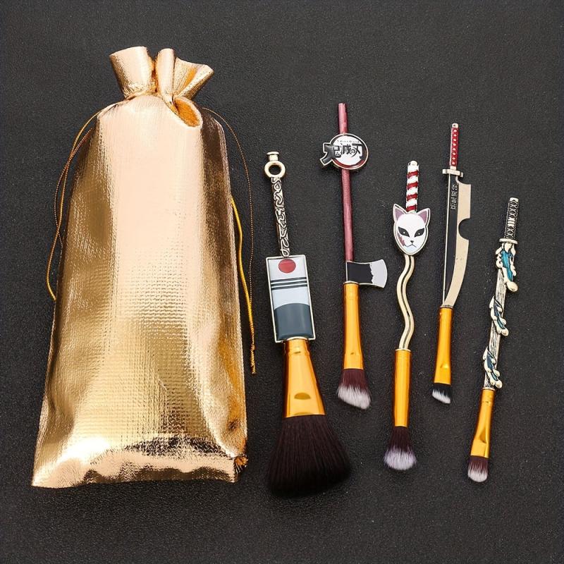 5pcs Metal Anime Elements Handle Cosmetic Brush Set