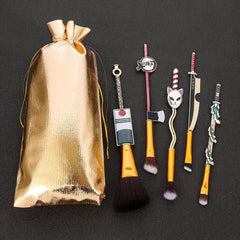 5pcs Metal Anime Elements Handle Cosmetic Brush Set