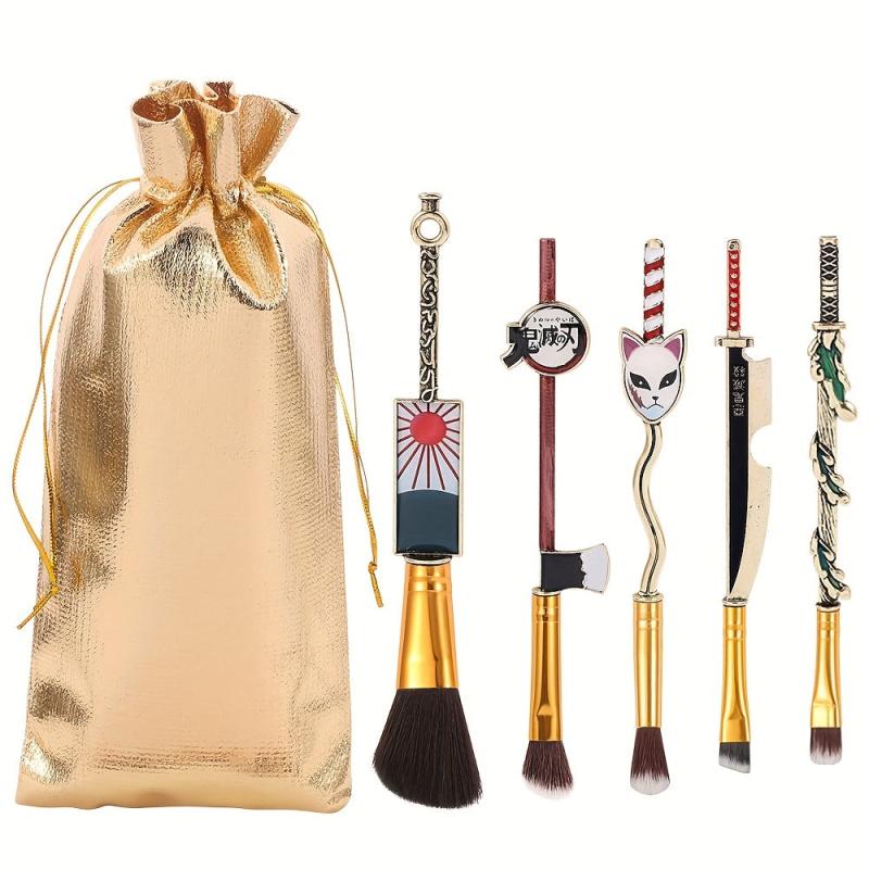 5pcs Metal Anime Elements Handle Cosmetic Brush Set