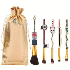 5pcs Metal Anime Elements Handle Cosmetic Brush Set
