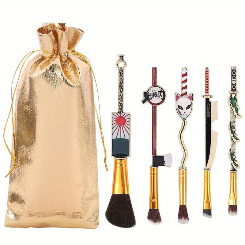 5pcs Metal Anime Elements Handle Cosmetic Brush Set