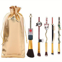 5pcs Metal Anime Elements Handle Cosmetic Brush Set
