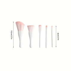 5pc Makeup Brush Set & Shell Storage Box Mirror Face Eye Shadow Blush Makeup Too