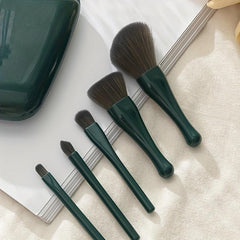 5pc Makeup Brush Set & Shell Storage Box Mirror Face Eye Shadow Blush Makeup Too