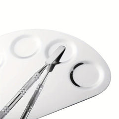 2pcs Stainless Steel Cosmetic Makeup Palette Mixing Tray With Spatula