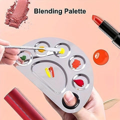 2pcs Stainless Steel Cosmetic Makeup Palette Mixing Tray With Spatula