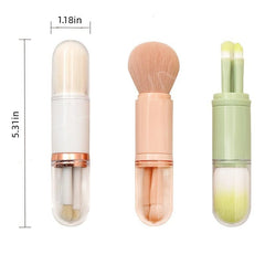 4-in-1 Retractable Makeup Brush Set - Ideal for Travel & Perfect Gift for Girls