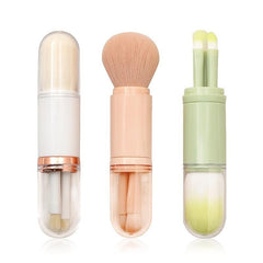 4-in-1 Retractable Makeup Brush Set - Ideal for Travel & Perfect Gift for Girls