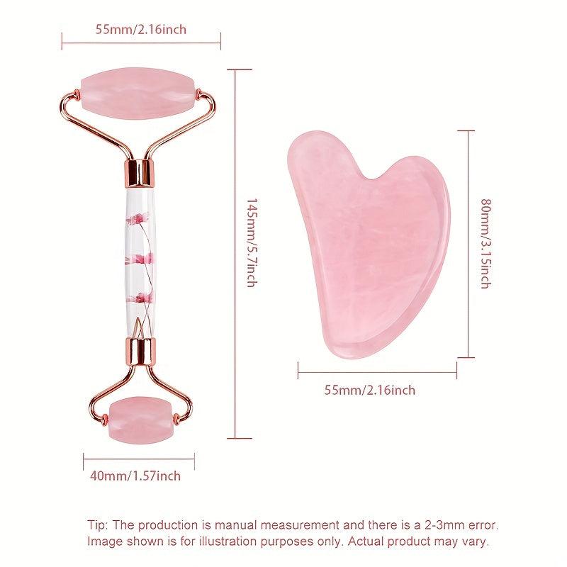 Rose Quartz Face Roller & Gua Sha Facial Beauty Roller