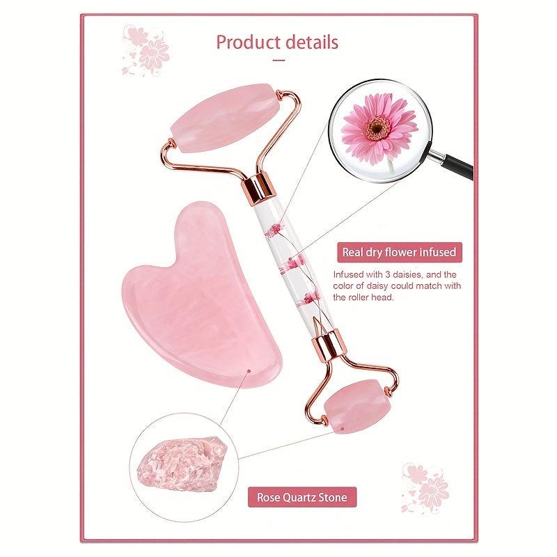 Rose Quartz Face Roller & Gua Sha Facial Beauty Roller