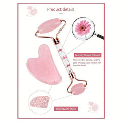 Rose Quartz Face Roller & Gua Sha Facial Beauty Roller