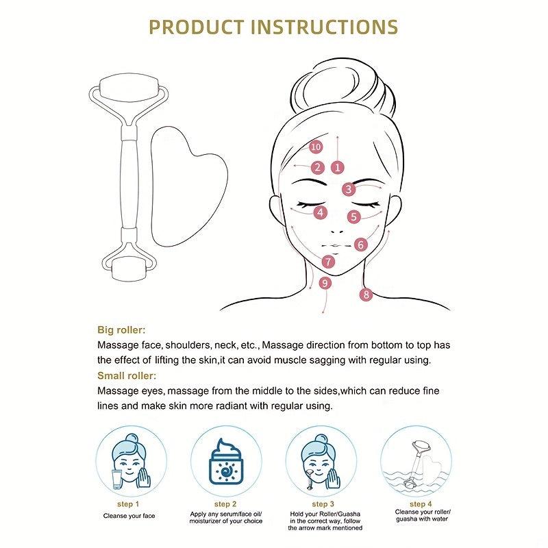 Rose Quartz Face Roller & Gua Sha Facial Beauty Roller