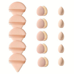 Makeup Sponge Set 15pcs Beauty Egg Finger Powder Puff Fan Triangle Makeup Tool