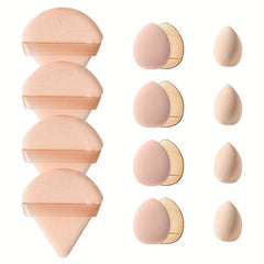 Makeup Sponge Set 15pcs Beauty Egg Finger Powder Puff Fan Triangle Makeup Tool