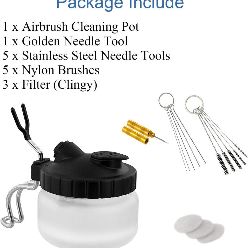 Airbrush Cleaning Kit Glass Cleaning Pot With Holder And Cleaning Tools