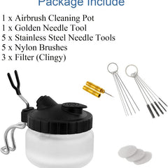 Airbrush Cleaning Kit Glass Cleaning Pot With Holder And Cleaning Tools