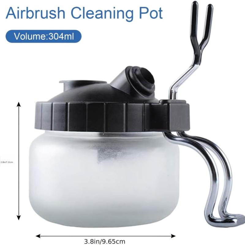 Airbrush Cleaning Kit Glass Cleaning Pot With Holder And Cleaning Tools