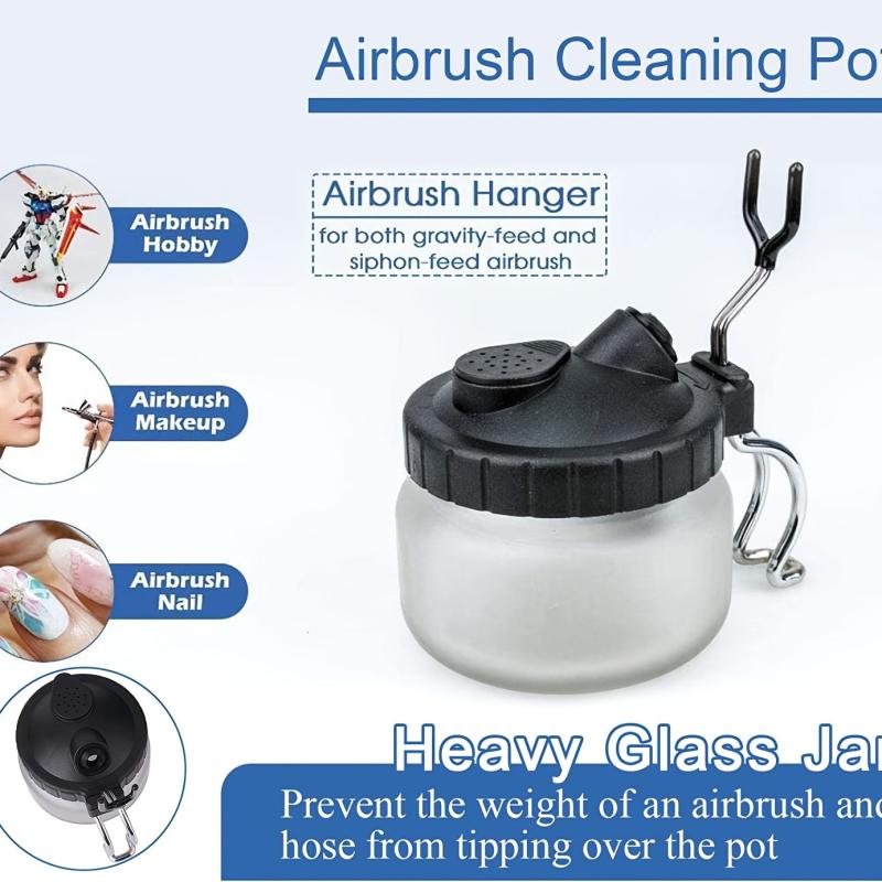 Airbrush Cleaning Kit Glass Cleaning Pot With Holder And Cleaning Tools