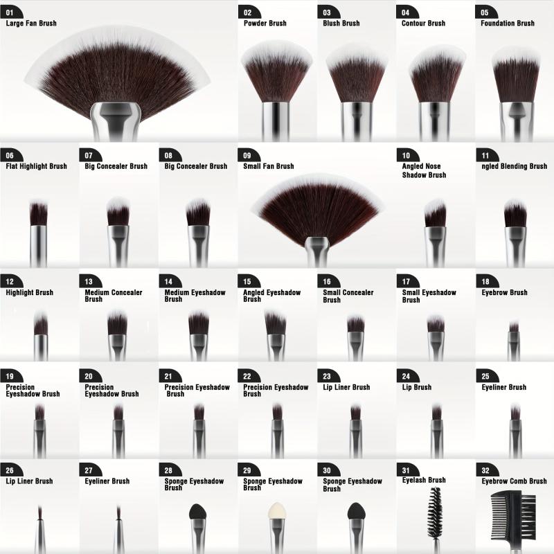 37pcs Makeup Brush Set with Velvet Powder Puff and Sponge