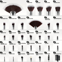 37pcs Makeup Brush Set with Velvet Powder Puff and Sponge