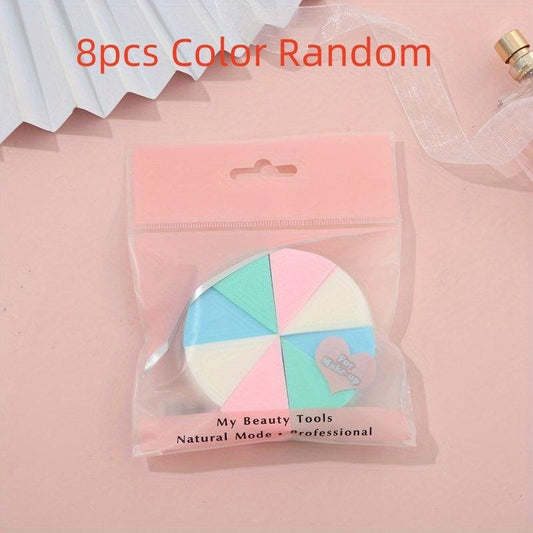 8pcs Mini Makeup Sponges Soft Triangle Shape Contouring Corners Plum Blossom