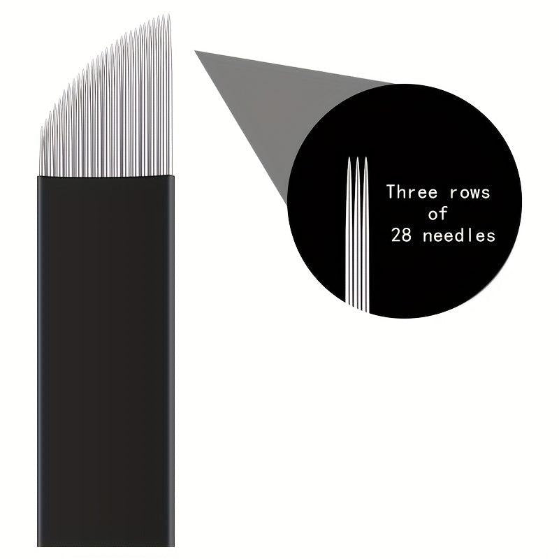 10PCS Tattoo Eyebrows Hand Blade 28 Needle for Lips and Fogging Needle