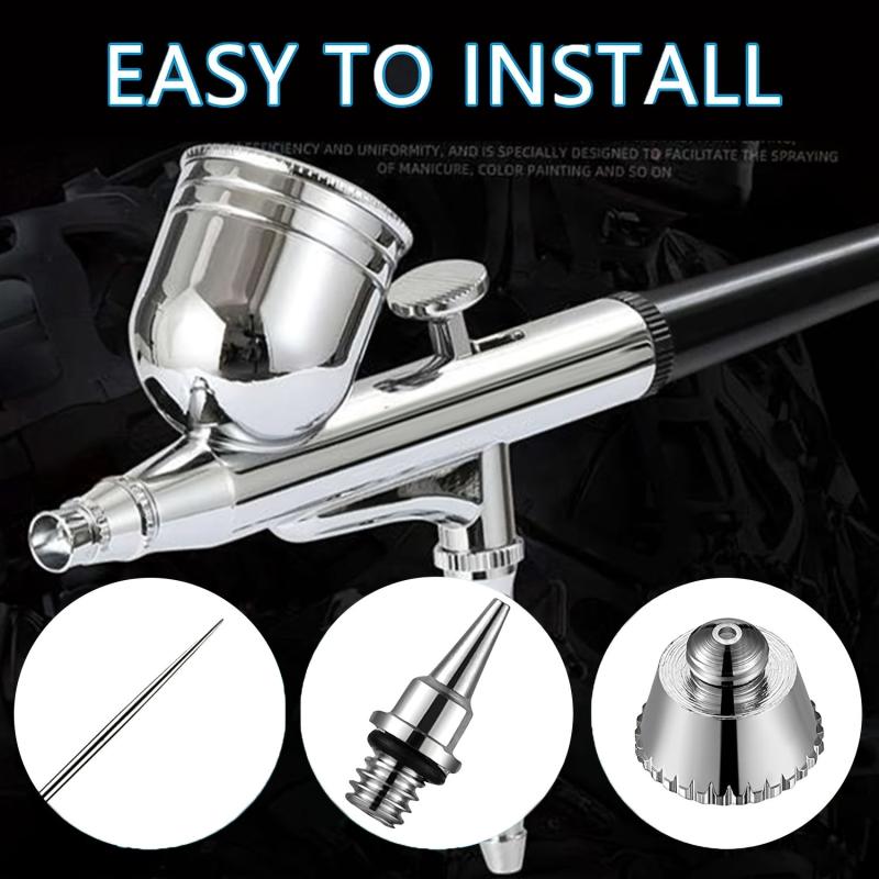 10Pcs Airbrush Nozzle Needle Cap Kit w/ Wrench Replacement Parts 0.2 0.3 0.5mm