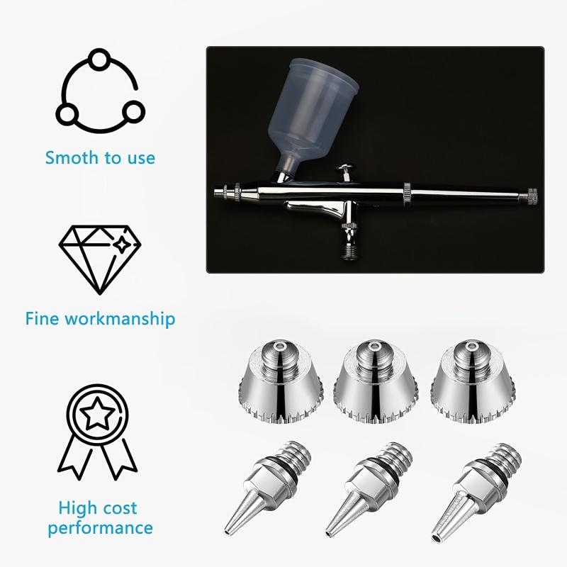 10Pcs Airbrush Nozzle Needle Cap Kit w/ Wrench Replacement Parts 0.2 0.3 0.5mm