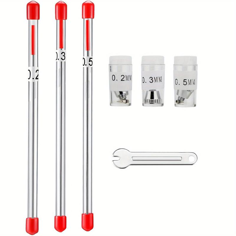 10Pcs Airbrush Nozzle Needle Cap Kit w/ Wrench Replacement Parts 0.2 0.3 0.5mm