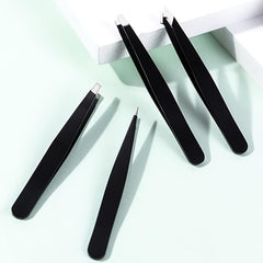4pcs Stainless Steel Tweezers Set with Storage Box