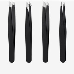 4pcs Stainless Steel Tweezers Set with Storage Box
