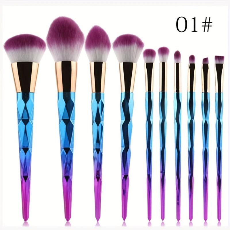Colorful Makeup Brush Kit Soft Bristles for Eyeshadow Foundation Blush