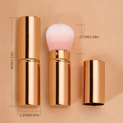 1pc Portable Retractable Makeup Brush Set Travel Face Blush Brush with Cap
