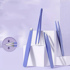 4pcs Stainless Steel Tweezers Set for Eyebrows Precision Facial Hair Removal