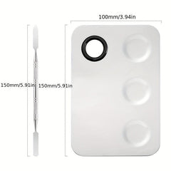 2pcs Makeup Mixing Palette Stick Stainless Steel Mixing Tray with Spatula