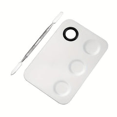2pcs Makeup Mixing Palette Stick Stainless Steel Mixing Tray with Spatula