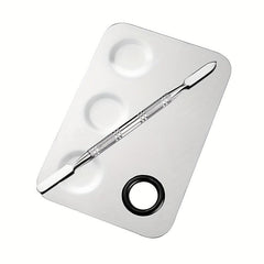 2pcs Makeup Mixing Palette Stick Stainless Steel Mixing Tray with Spatula