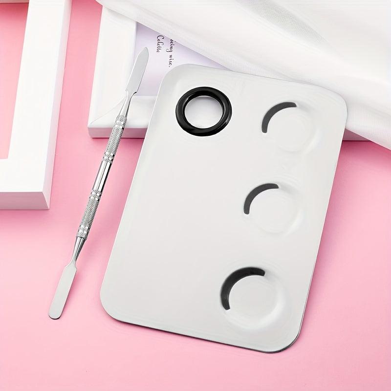 2pcs Makeup Mixing Palette Stick Stainless Steel Mixing Tray with Spatula