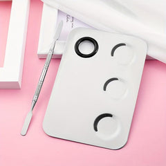 2pcs Makeup Mixing Palette Stick Stainless Steel Mixing Tray with Spatula