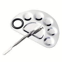 Makeup Mixing Palette Spatula Kit Stainless Steel Metal Mixing Tray With Spatula