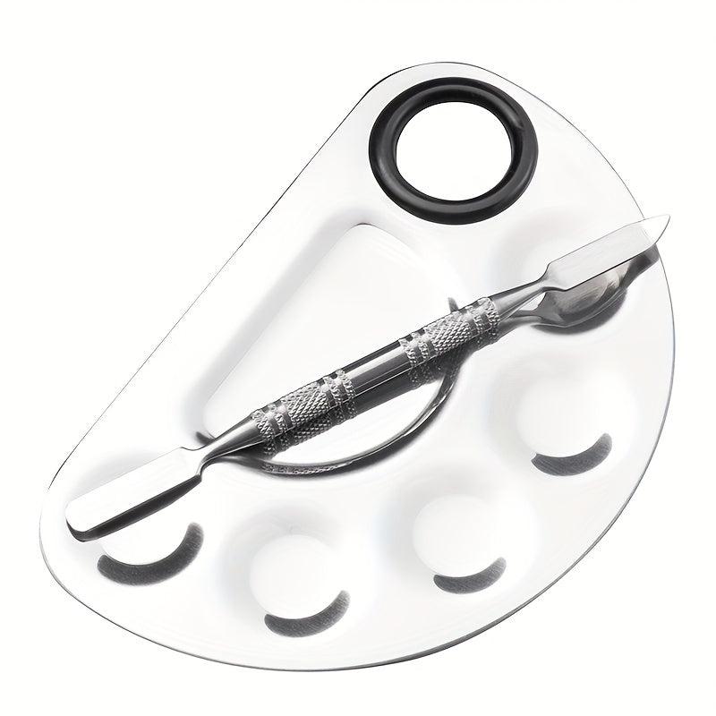 Makeup Mixing Palette Spatula Kit Stainless Steel Metal Mixing Tray With Spatula