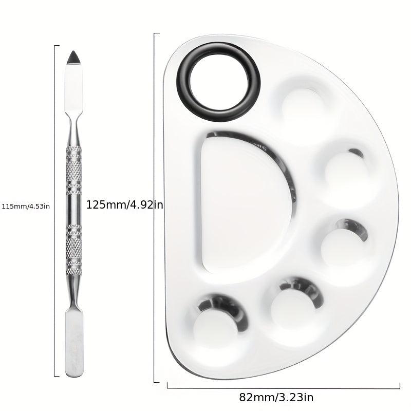 Makeup Mixing Palette Spatula Kit Stainless Steel Metal Mixing Tray With Spatula