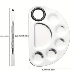 Makeup Mixing Palette Spatula Kit Stainless Steel Metal Mixing Tray With Spatula