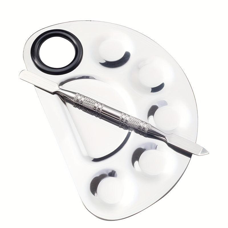 Makeup Mixing Palette Spatula Kit Stainless Steel Metal Mixing Tray With Spatula
